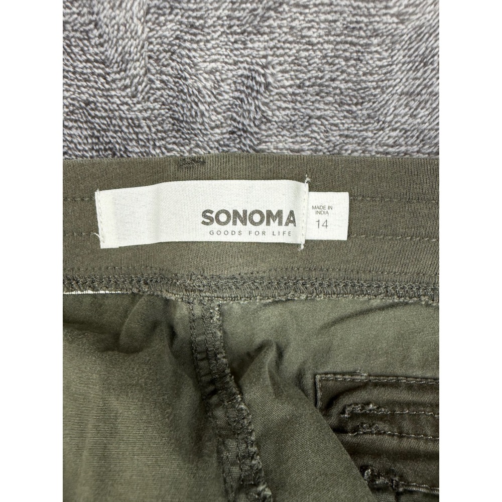 Sonoma Utility Pants Women 14 Green Goods For Life Straight Leg Cotton Stretch - Picture 7 of 8